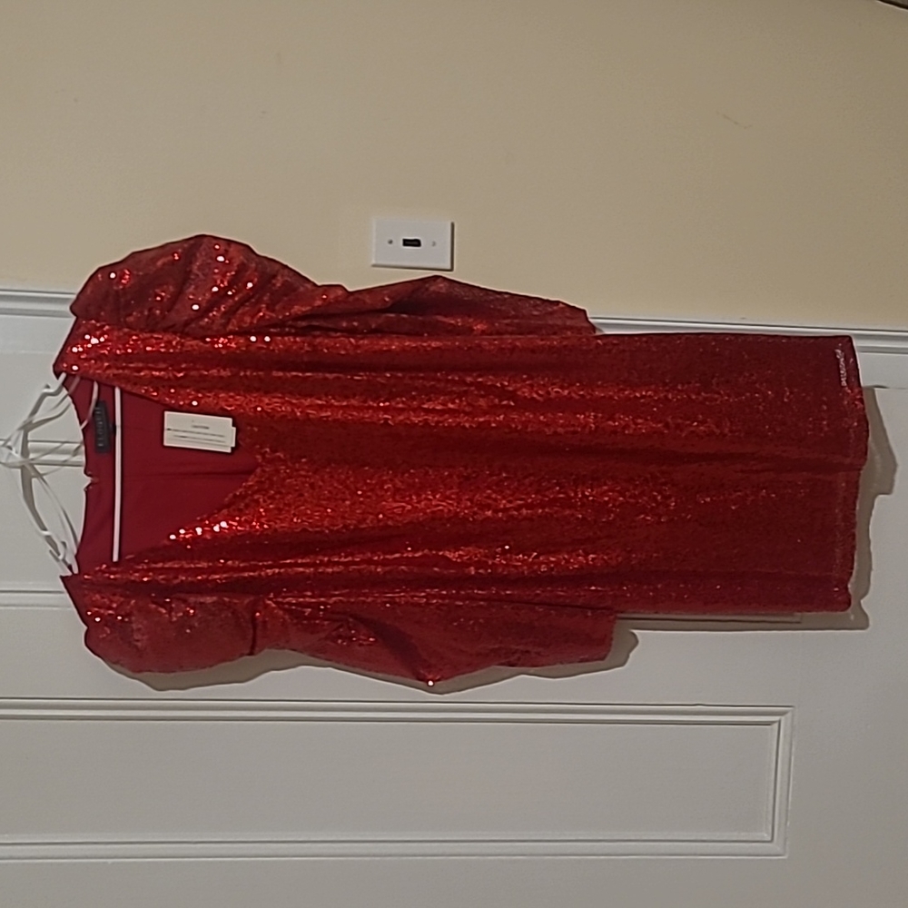 ELOQUII Drama Sleeve v-neck SEQUIN DRESS